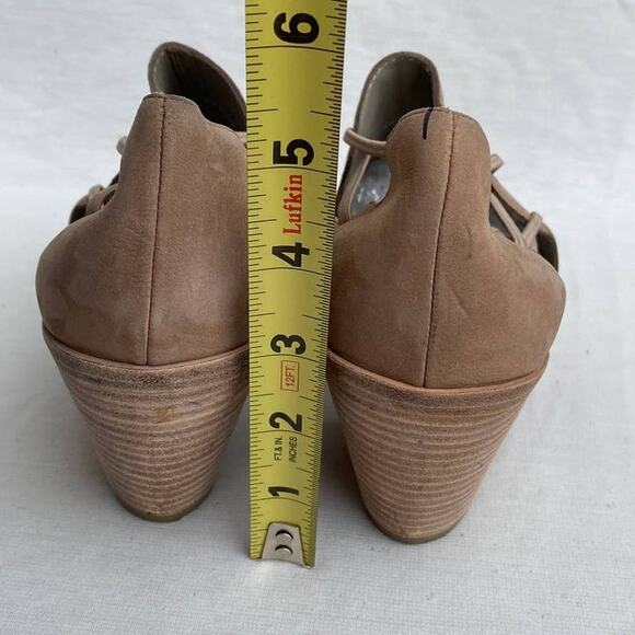Eileen Fisher Nikki Women Earth Tan Leather Peep Toe Stacked Heeled Sandals 7 - Picture 7 of 11